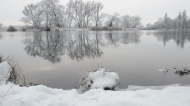 Kış manzara Havel River (Brandenburg - Almanya)