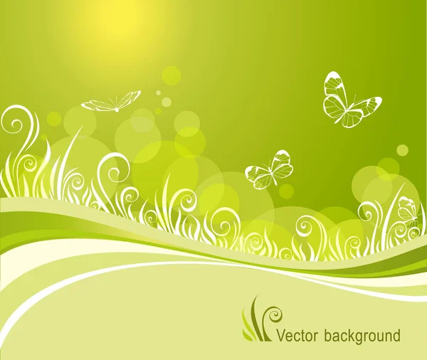 Gras en vlinders — Stockvector