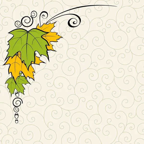 Фон с листьями и кудряшками — стоковый вектор