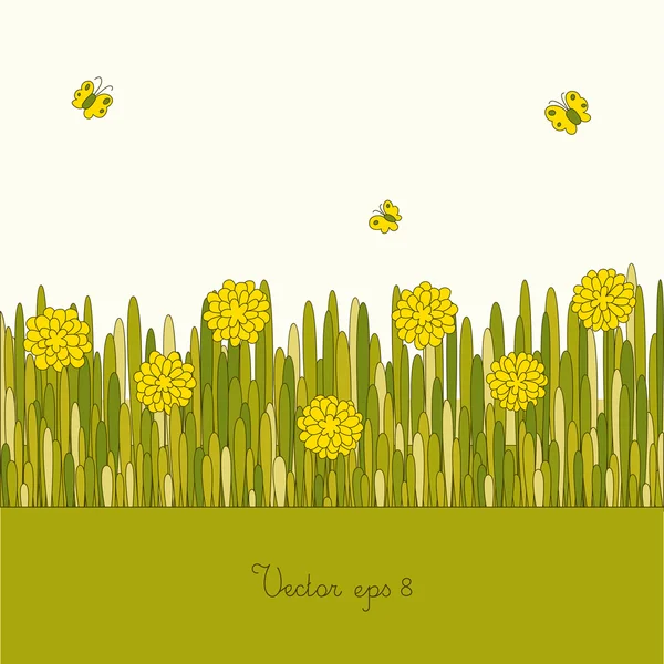 Glade con flores amarillas — Vector de stock