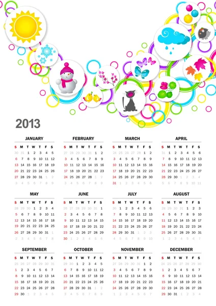 Calendario para 2013 — Archivo Imágenes Vectoriales
