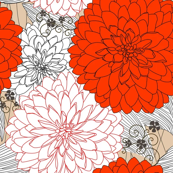 Textura con flores rojas — Vector de stock