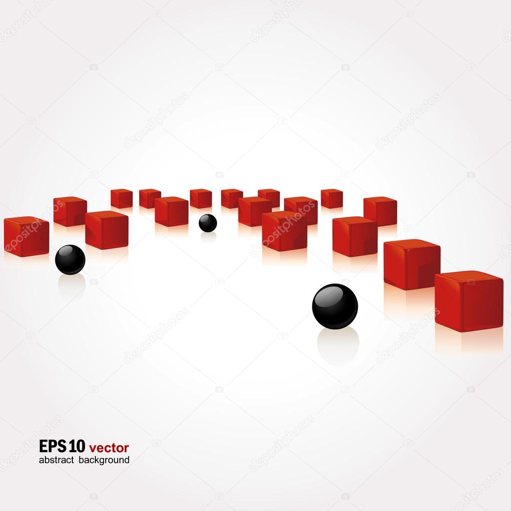 Red cubes and black spheres