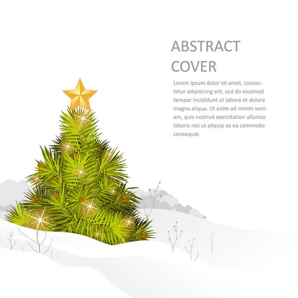 Sapin Noël Vert Moelleux Nouvel Avec Des Lumières Scintillantes Une — Image vectorielle