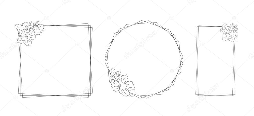 Marcos lineales decorativos con flores (Chitalpa tashkentensis) sobre ...