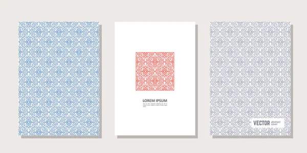 Een Set Van Drie Neutrale Posters Met Een Naadloze Textuur — Stockvector