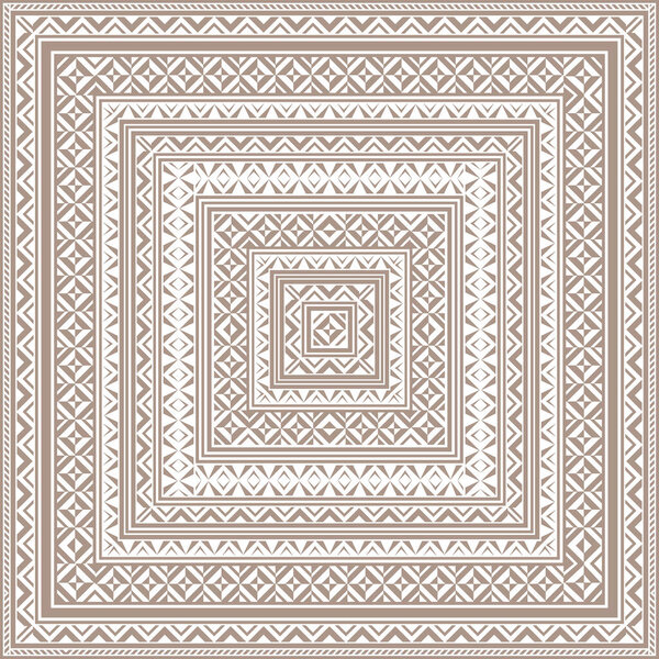 Illustration for a scarf, napkin, linen and any textile. Patterned decorative detailed square background. Square frames of different sizes. Complex graphic design. Eps10 vector.