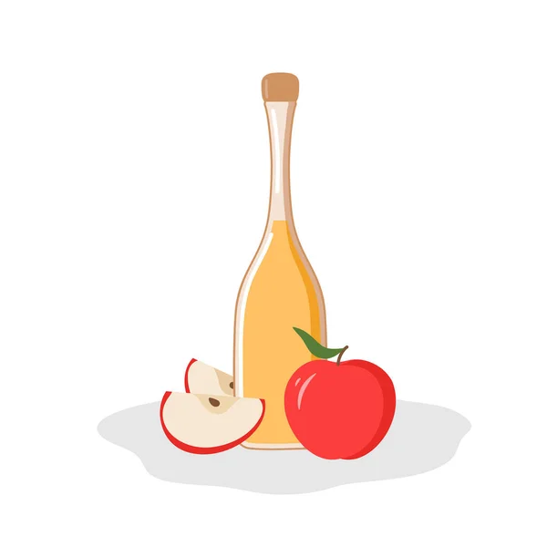 Ilustración Plana Vinagre Sidra Manzana Vino Ilustración Una Composición Vinagre — Vector de stock