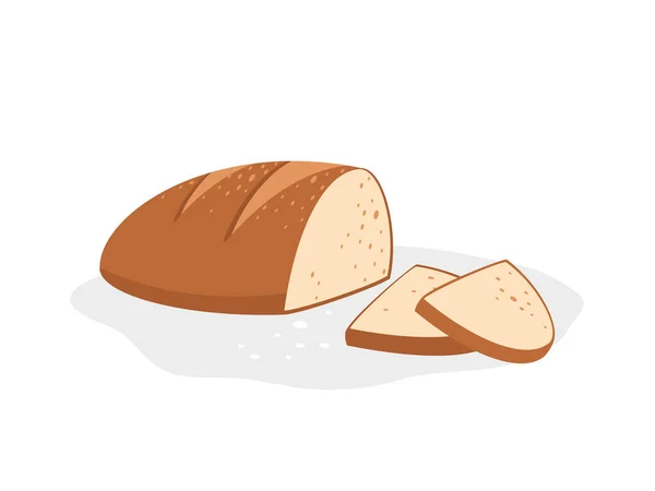 Płaski Rysunek Chleba Pokrojonego Kawałki Śniadanie Domowe Ciasta Piekarnia Świeży — Wektor stockowy