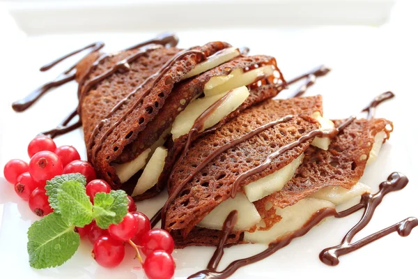 Chocolate pancakes. — Stock Photo, Image