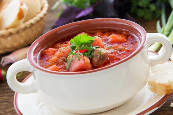 Красный суп "борщ " — стоковое фото