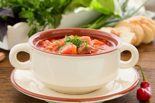 Sopa vermelha "borsch " — Fotografia de Stock