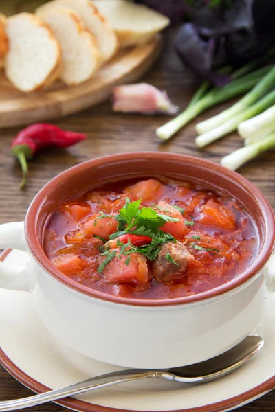 Kırmızı "borsch çorbası" — Stok fotoğraf