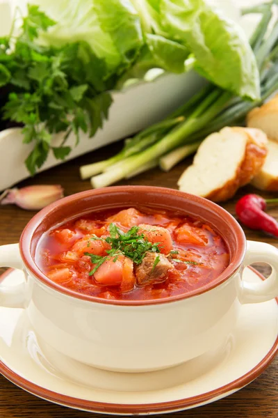 Rote Suppe "Borschtsch" — 图库照片