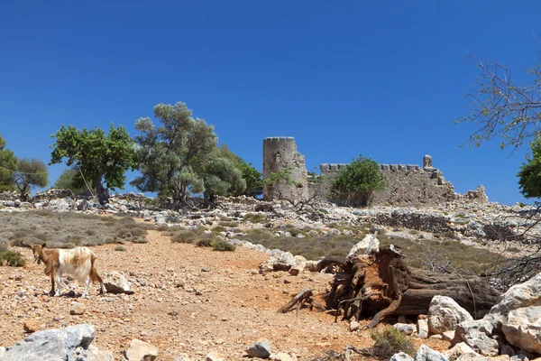Castillo medieval encontrado en la isla de Creta del Sur en Grecia — Foto de Stock