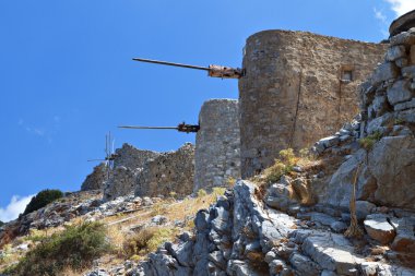 Yunanistan'ın Girit Adası'nda eski geleneksel yel değirmenleri