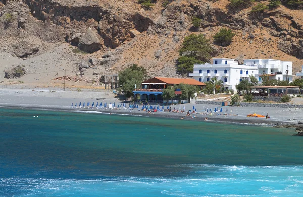 Playa de Aghia Roumeli en la isla de Creta en Grecia —  Fotos de Stock