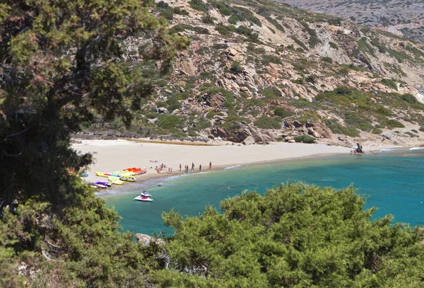 Vai palmtrees baía e praia na ilha de Creta, na Grécia — Fotografia de Stock