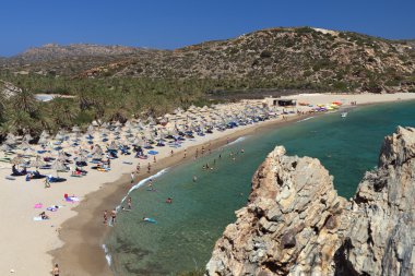 Vai palmtrees koyu ve Plajı Yunanistan'da Girit Adası'nda