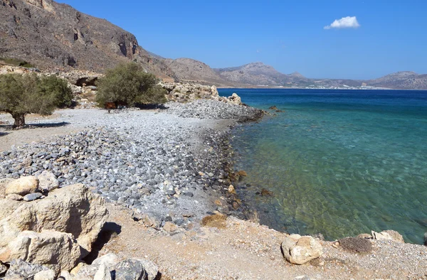 Spiaggia a sud di Creta in Grecia, vicino alla città di Ierapetra . — Foto Stock