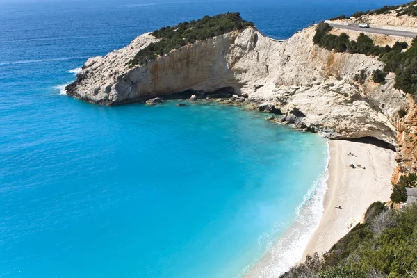 Spiaggia di Porto Katsiki sull'isola di Lefkada in Grecia . Foto Stock Royalty Free