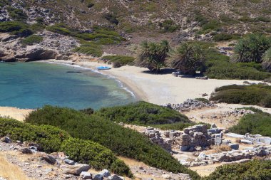 Girit Adası'nda vai beach yakınındaki antik itanos alanı