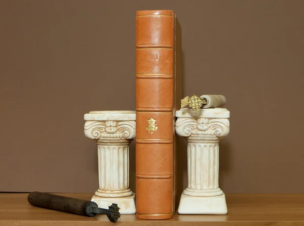 Library with an old antique book — Stock Photo, Image