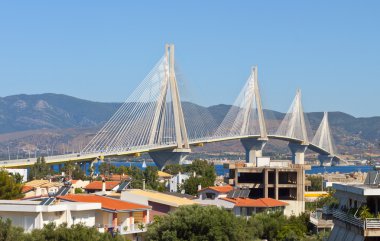 Cable stayed bridge of Patras city in Greece clipart