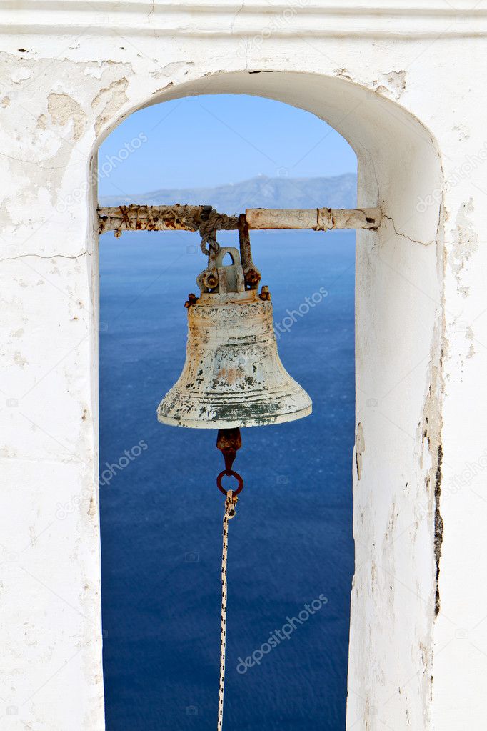 Traditional campanile at Santorini island in Greece