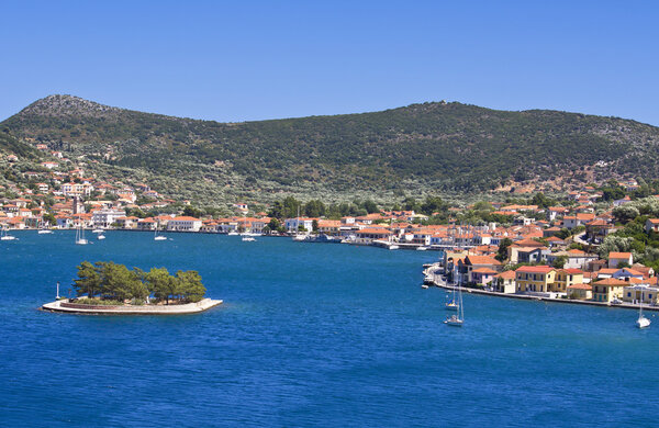 Vathi bay at Ithaki island in Greece