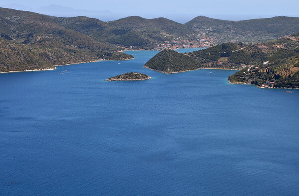 Ithaki island at ionian sea in Greece