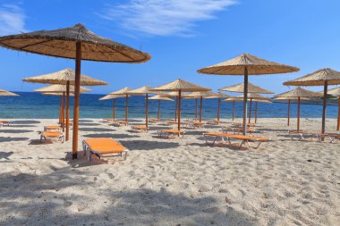 halkidiki Yarımadası Yunanistan'ın doğal plajda
