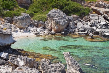 kayalık sahil oluşumu kefalonia Adası Yunanistan