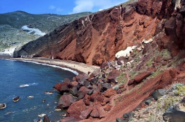 volkanik kırmızı beach santorini Island, Yunanistan