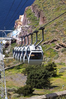Cable car at Santorini island in Greece clipart