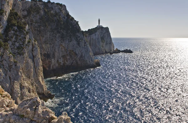 Faro en Lefkada, mar Jónico, Grecia — Foto de Stock