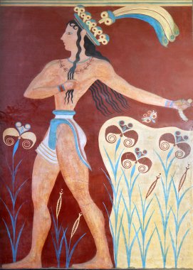 Картина, постер, плакат, фотообои "древняя фреска из кносского дворца на острове крит
", артикул 13184929