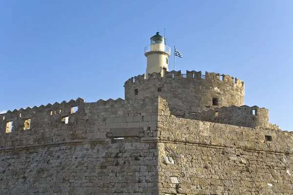 Fortification at Rhodes harbor, Greece — Stock Photo, Image