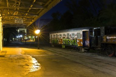 Yunanistan'ın volos şehrinde eski geleneksel tren terminali