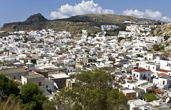 Lindos pueblo griego tradicional en la isla de Rodas —  Fotos de Stock