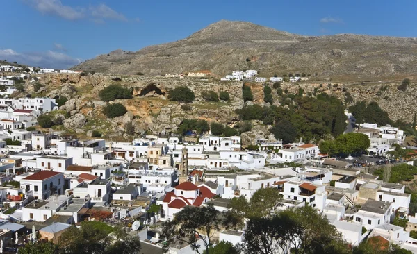 Lindos pueblo griego tradicional en la isla de Rodas —  Fotos de Stock