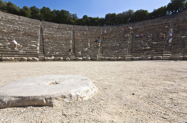Ancient amphitheater of Epidaurus at Peloponnese, Greece