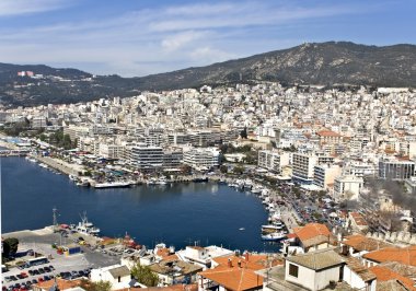 Şehir Kavala Yunanistan (havadan görünümü)