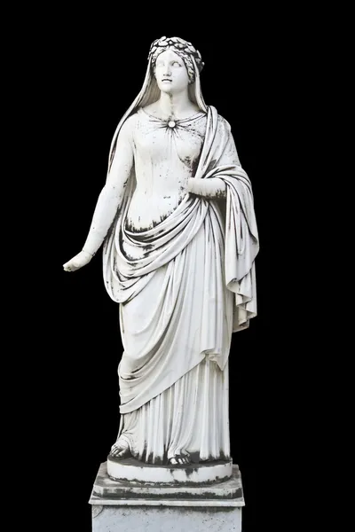 Statue on black showing a greek mythical muse — Stock Photo, Image