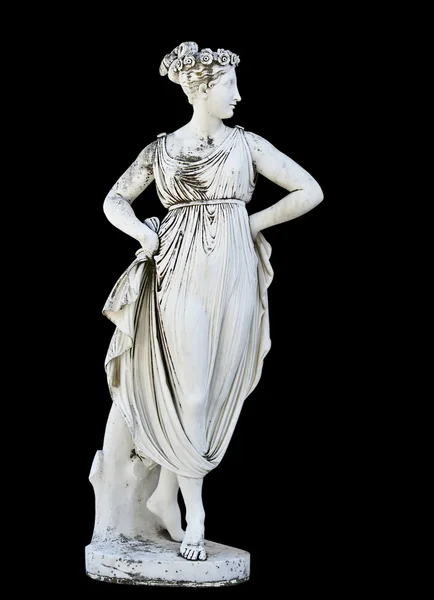 Statue on black showing a greek mythical muse — Stock Photo, Image