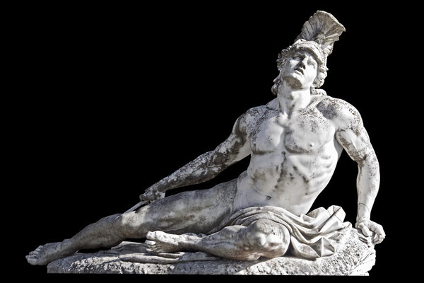 Arrow wounded Achilles statue