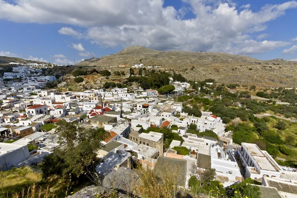 Villaggio greco di Lindos sull'isola di Rodi, Grecia — Foto Stock