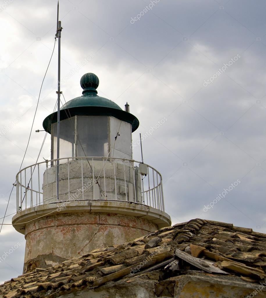 Lighthouse situated on top of an old building