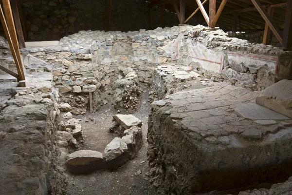 Archeologická lokalita v Řecku. v areálu hradu Platamonas — Stock fotografie