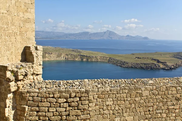 Acrópole de Lindos na ilha de Rodes, na Grécia — Fotografia de Stock